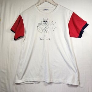 Vintage Calhoun Lion Graphic T-Shirt Mens Large White Red Blue social committee